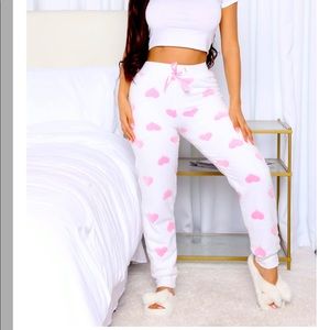 White with Pink Hearts Plush PJ’s | New with tags !